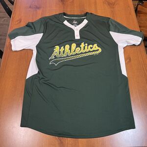 Oakland Athletics Shirt Mens Large Green White MLB Baseball Cool Base Majestic